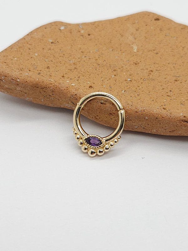 Marquise Hinged Septum Clicker 14k Solid Gold Custom Piercing Jewelry